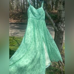 10 12 Sz Bridgerton Garden Vibes Green Floral Bridal Shop Dress Bridesmaid New
